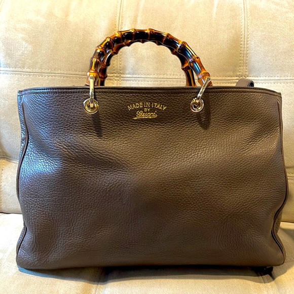 Gucci Large Bamboo Shopper Leather Tote Bag - Picture 1 of 17